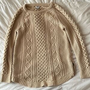 LL Bean signature cable-knit sweaterer with side zippers size M